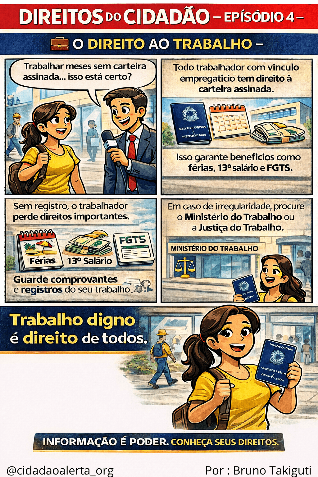 Tirinha sobre o direto ao trabalho